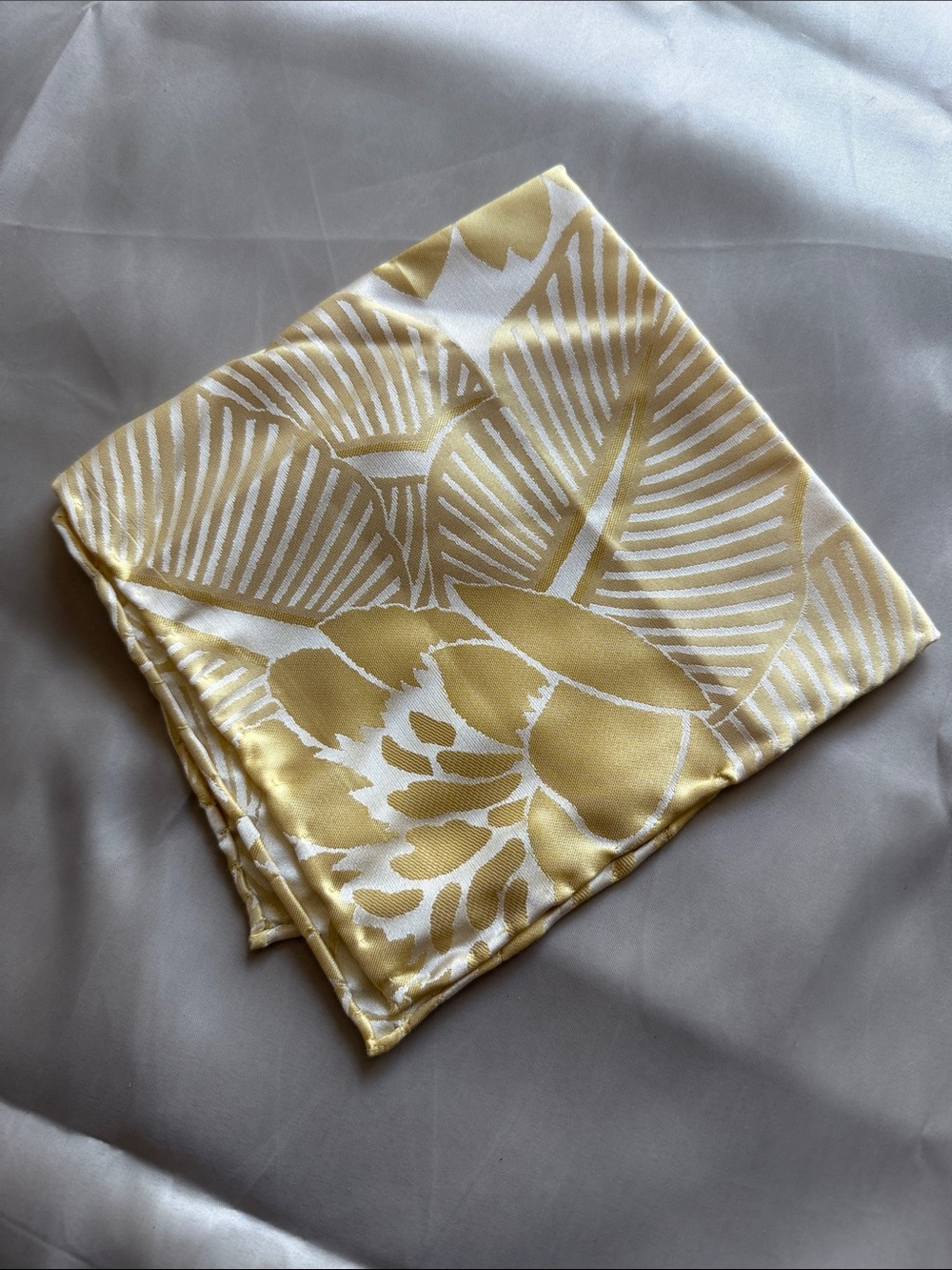 Yellow and White Floral Silk Pocket Square